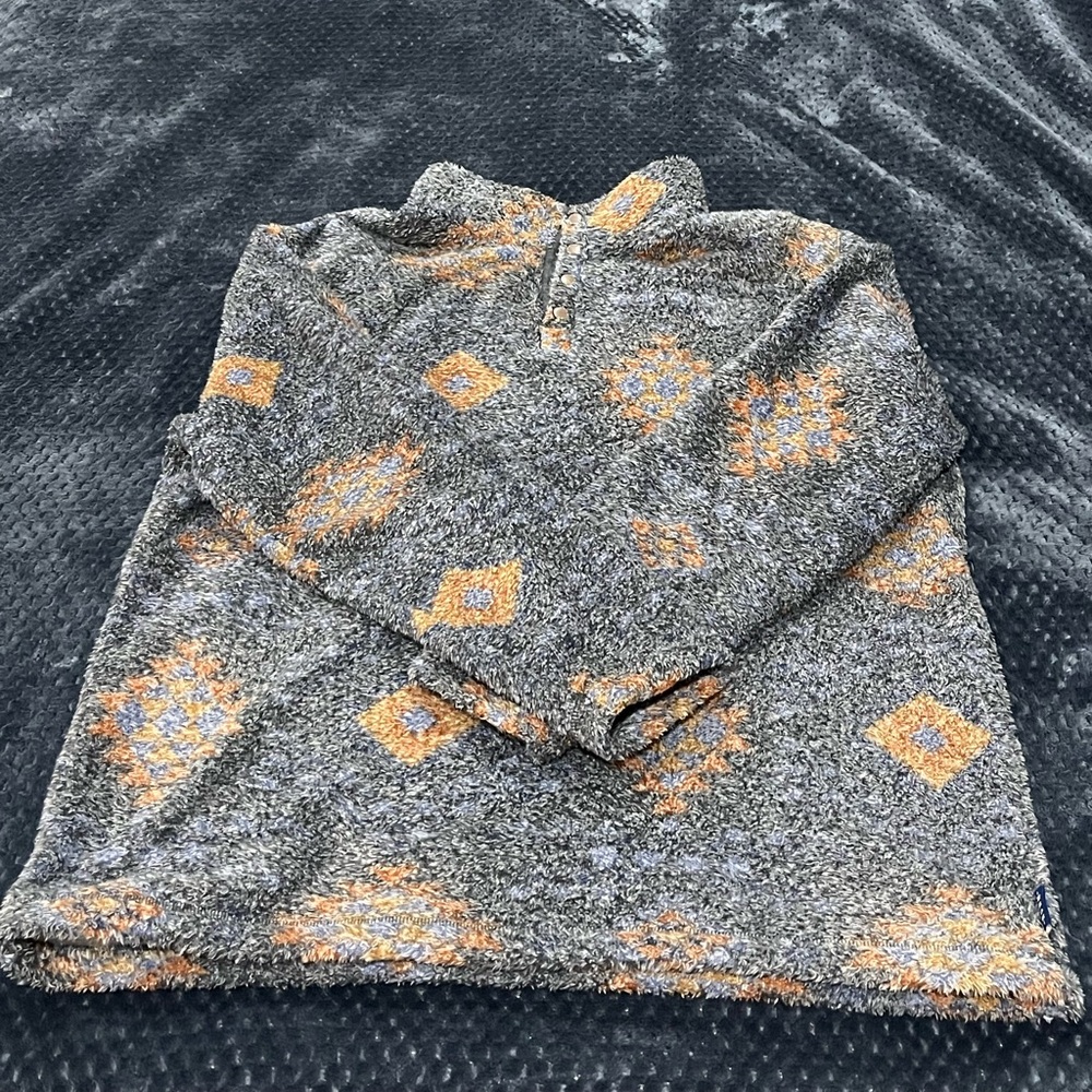 ROWM Mens Aztec Sweatshirt Quarter Snap Pullover Sz XL Mountain Lodge Ski Wear